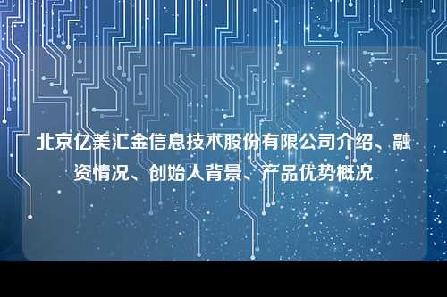北京亿美汇金信息技术股份有限公司介绍、融资情况、创始人背景、产品优势概况