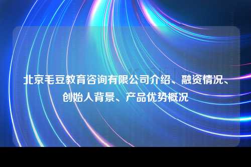 北京毛豆教育咨询有限公司介绍、融资情况、创始人背景、产品优势概况