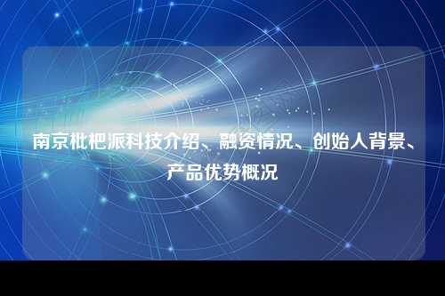 南京枇杷派科技介绍、融资情况、创始人背景、产品优势概况
